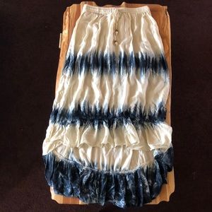 Blue and white skirt with tie dye accents